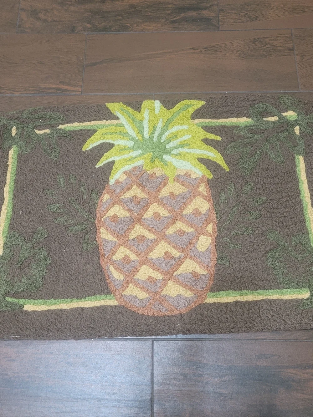 Tropical Pineapple Door Mat - Brown and Green